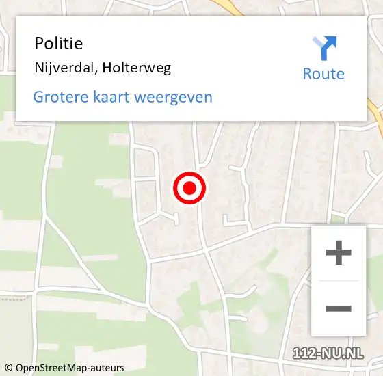 Locatie op kaart van de 112 melding: Politie Nijverdal, Holterweg op 25 mei 2022 12:42