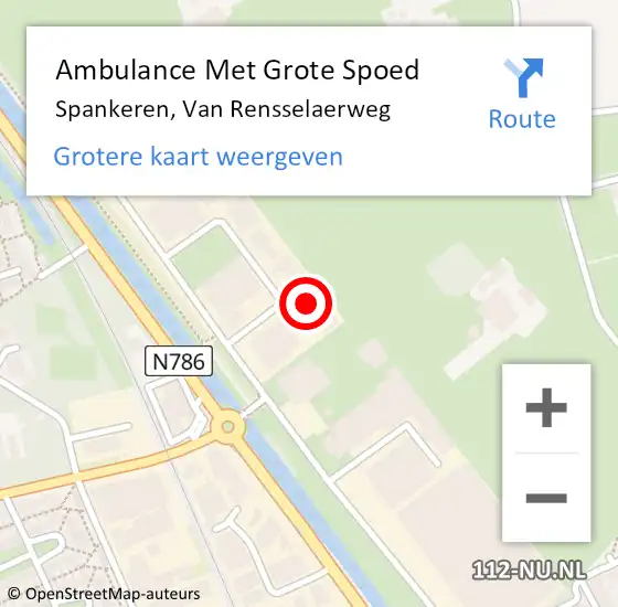 Locatie op kaart van de 112 melding: Ambulance Met Grote Spoed Naar Spankeren, Van Rensselaerweg op 25 mei 2022 12:56