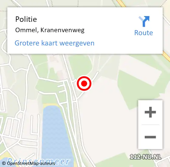 Locatie op kaart van de 112 melding: Politie Ommel, Kranenvenweg op 25 mei 2022 14:16