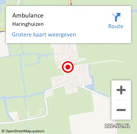 Locatie op kaart van de 112 melding: Ambulance Haringhuizen op 25 mei 2022 14:31