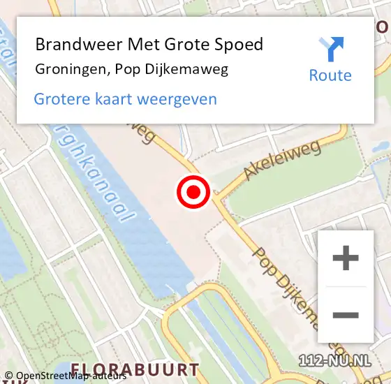 Locatie op kaart van de 112 melding: Brandweer Met Grote Spoed Naar Groningen, Pop Dijkemaweg op 25 mei 2022 15:13