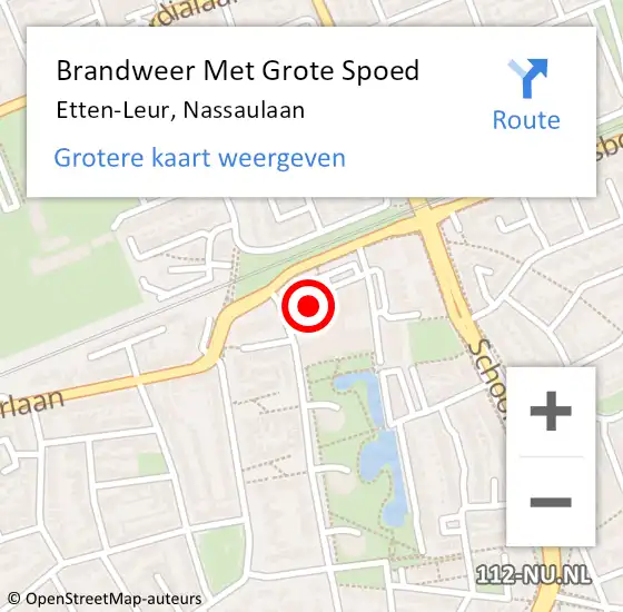 Locatie op kaart van de 112 melding: Brandweer Met Grote Spoed Naar Etten-Leur, Nassaulaan op 25 mei 2022 15:48
