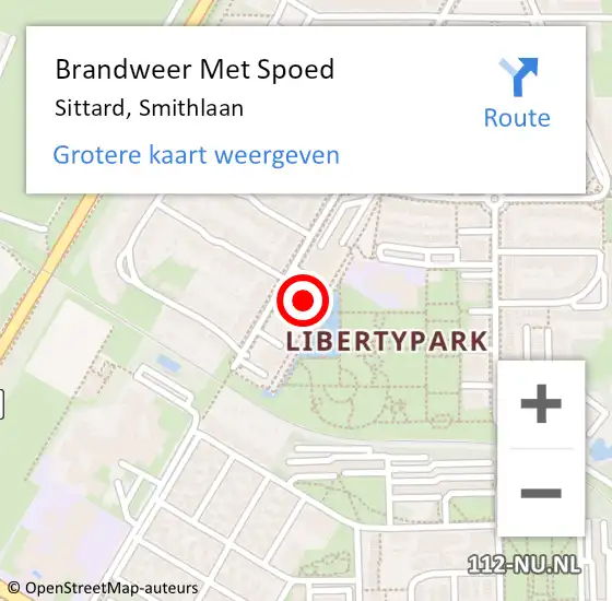 Locatie op kaart van de 112 melding: Brandweer Met Spoed Naar Sittard, Smithlaan op 25 mei 2022 16:01