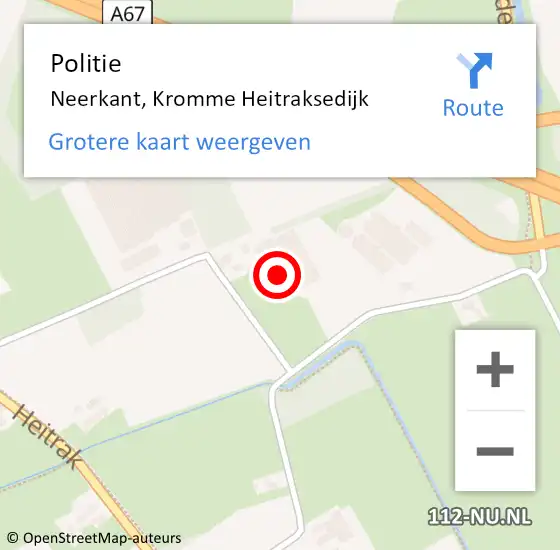 Locatie op kaart van de 112 melding: Politie Neerkant, Kromme Heitraksedijk op 25 mei 2022 16:13