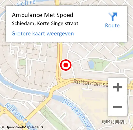 Locatie op kaart van de 112 melding: Ambulance Met Spoed Naar Schiedam, Korte Singelstraat op 25 mei 2022 18:01