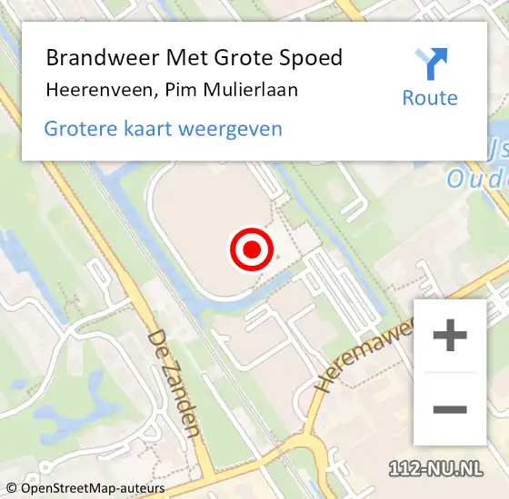 Locatie op kaart van de 112 melding: Brandweer Met Grote Spoed Naar Heerenveen, Pim Mulierlaan op 25 mei 2022 18:13