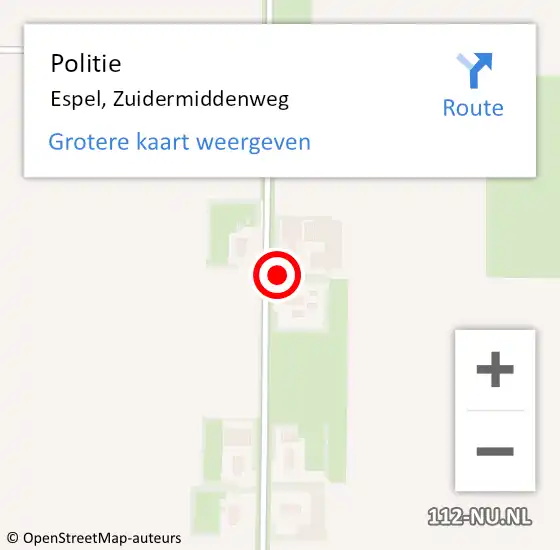 Locatie op kaart van de 112 melding: Politie Espel, Zuidermiddenweg op 25 mei 2022 18:25