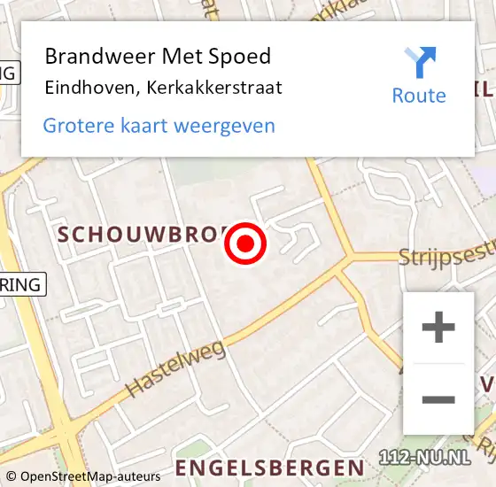 Locatie op kaart van de 112 melding: Brandweer Met Spoed Naar Eindhoven, Kerkakkerstraat op 25 mei 2022 20:49