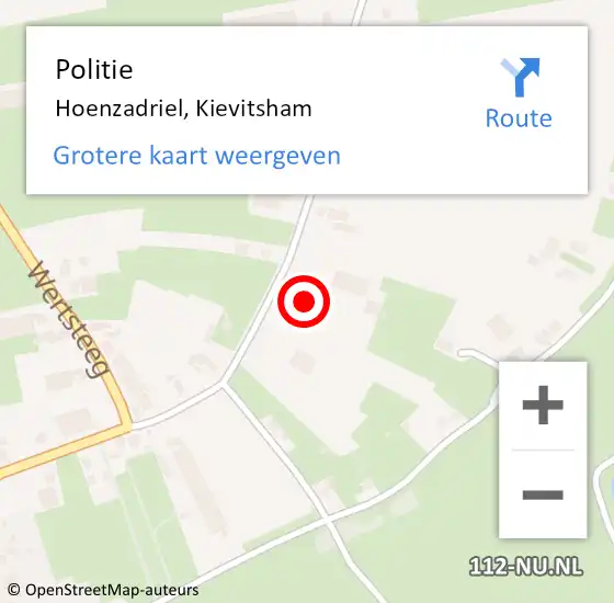 Locatie op kaart van de 112 melding: Politie Hoenzadriel, Kievitsham op 25 mei 2022 21:30