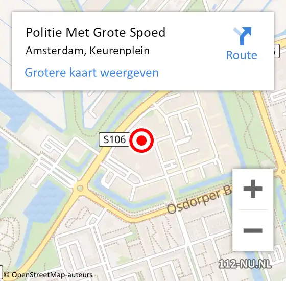 Locatie op kaart van de 112 melding: Politie Met Grote Spoed Naar Amsterdam, Keurenplein op 25 mei 2022 22:52