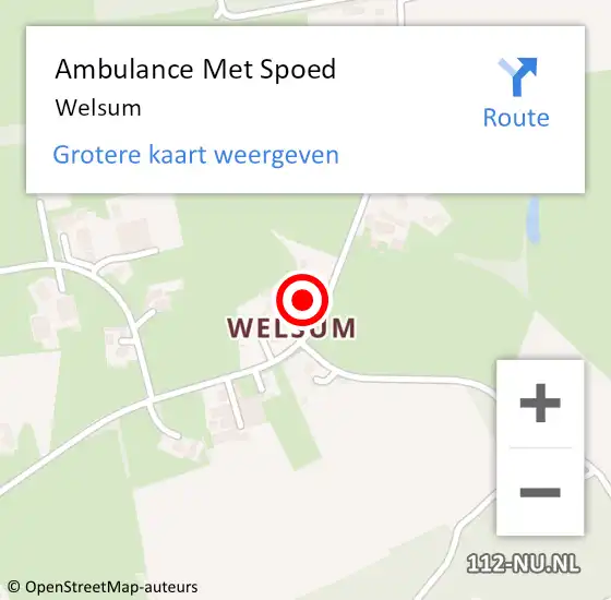 Locatie op kaart van de 112 melding: Ambulance Met Spoed Naar Welsum op 26 mei 2022 00:18