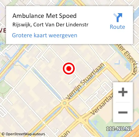 Locatie op kaart van de 112 melding: Ambulance Met Spoed Naar Rijswijk, Cort Van Der Lindenstr op 18 juli 2014 12:18