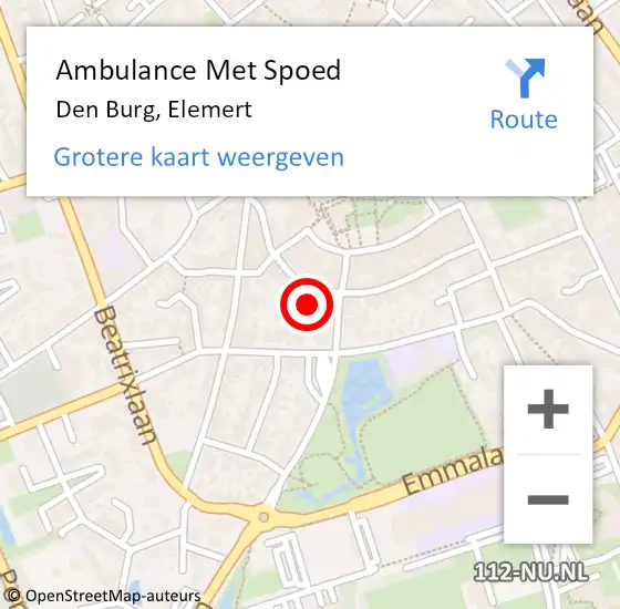 Locatie op kaart van de 112 melding: Ambulance Met Spoed Naar Den Burg, Elemert op 26 mei 2022 02:46