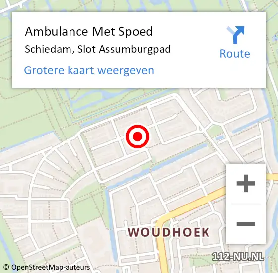 Locatie op kaart van de 112 melding: Ambulance Met Spoed Naar Schiedam, Slot Assumburgpad op 26 mei 2022 03:04