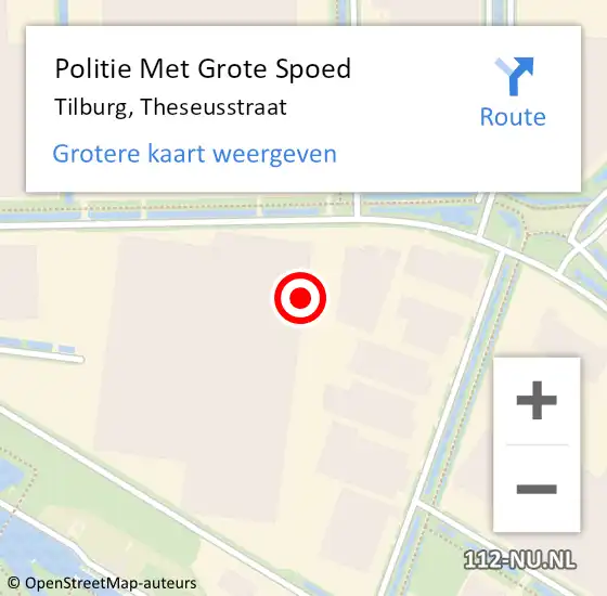 Locatie op kaart van de 112 melding: Politie Met Grote Spoed Naar Tilburg, Theseusstraat op 26 mei 2022 08:10