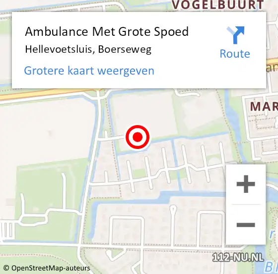 Locatie op kaart van de 112 melding: Ambulance Met Grote Spoed Naar Hellevoetsluis, Boerseweg op 26 mei 2022 11:34
