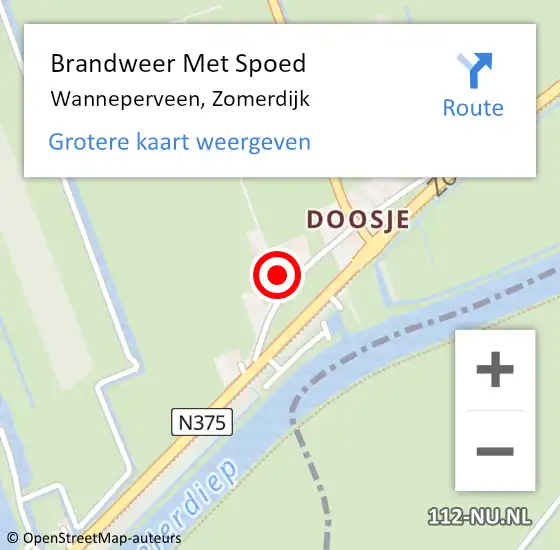 Locatie op kaart van de 112 melding: Brandweer Met Spoed Naar Wanneperveen, Zomerdijk op 26 mei 2022 12:33