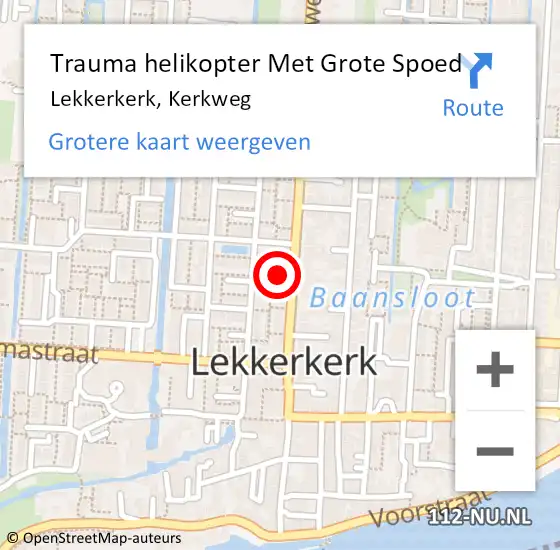 Locatie op kaart van de 112 melding: Trauma helikopter Met Grote Spoed Naar Lekkerkerk, Kerkweg op 26 mei 2022 12:33
