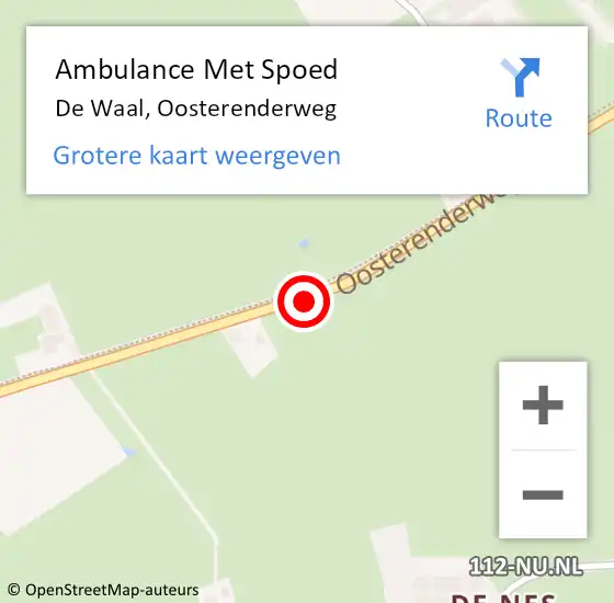 Locatie op kaart van de 112 melding: Ambulance Met Spoed Naar De Waal, Oosterenderweg op 26 mei 2022 15:38