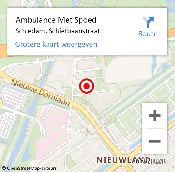 Locatie op kaart van de 112 melding: Ambulance Met Spoed Naar Schiedam, Schietbaanstraat op 26 mei 2022 18:49