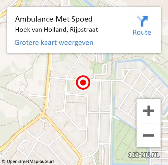 Locatie op kaart van de 112 melding: Ambulance Met Spoed Naar Hoek van Holland, Rijpstraat op 26 mei 2022 21:50