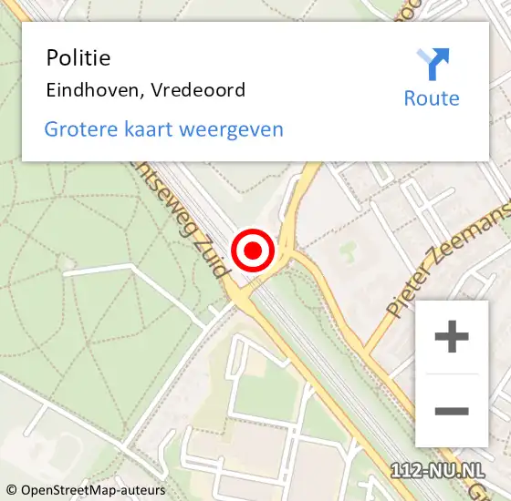 Locatie op kaart van de 112 melding: Politie Eindhoven, Vredeoord op 26 mei 2022 23:14