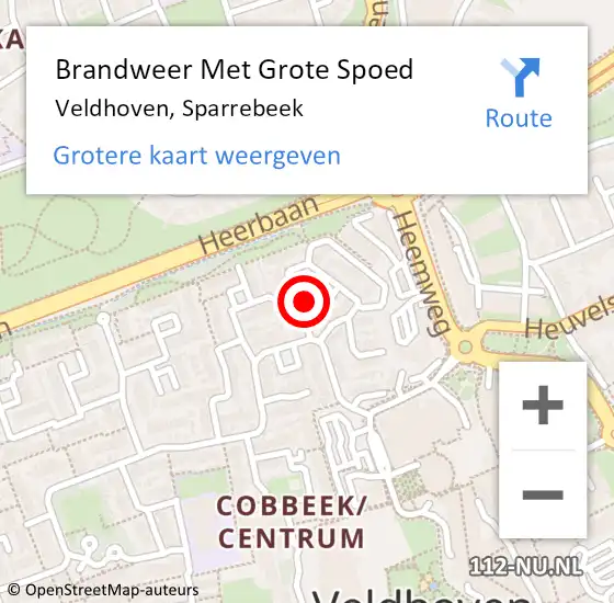 Locatie op kaart van de 112 melding: Brandweer Met Grote Spoed Naar Veldhoven, Sparrebeek op 26 mei 2022 23:23