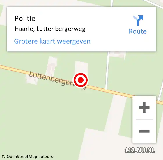 Locatie op kaart van de 112 melding: Politie Haarle, Luttenbergerweg op 26 mei 2022 23:36