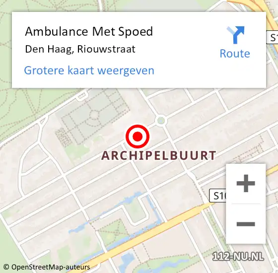 Locatie op kaart van de 112 melding: Ambulance Met Spoed Naar Den Haag, Riouwstraat op 27 mei 2022 06:31