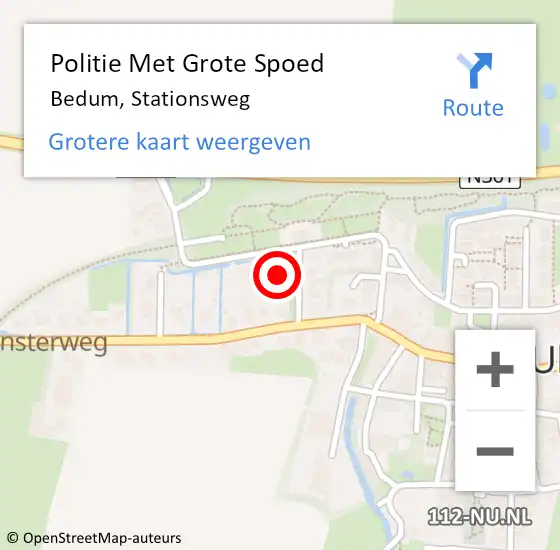 Locatie op kaart van de 112 melding: Politie Met Grote Spoed Naar Bedum, Stationsweg op 27 mei 2022 07:39