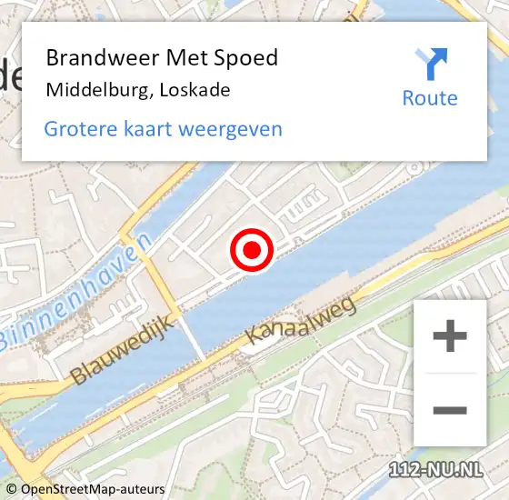 Locatie op kaart van de 112 melding: Brandweer Met Spoed Naar Middelburg, Loskade op 27 mei 2022 08:34