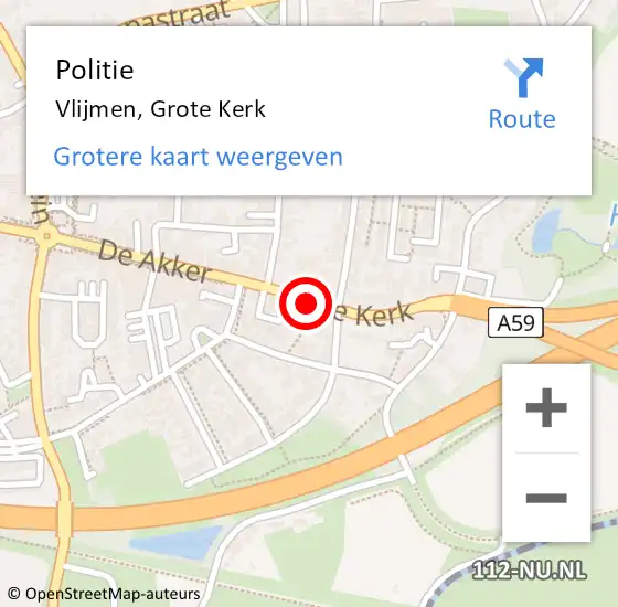 Locatie op kaart van de 112 melding: Politie Vlijmen, Grote Kerk op 27 mei 2022 18:14