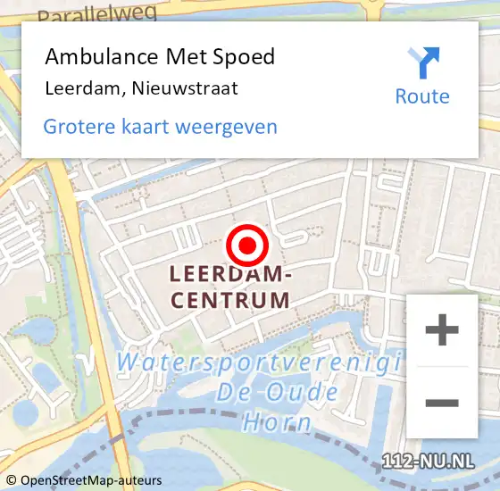 Locatie op kaart van de 112 melding: Ambulance Met Spoed Naar Leerdam, Nieuwstraat op 27 mei 2022 18:40
