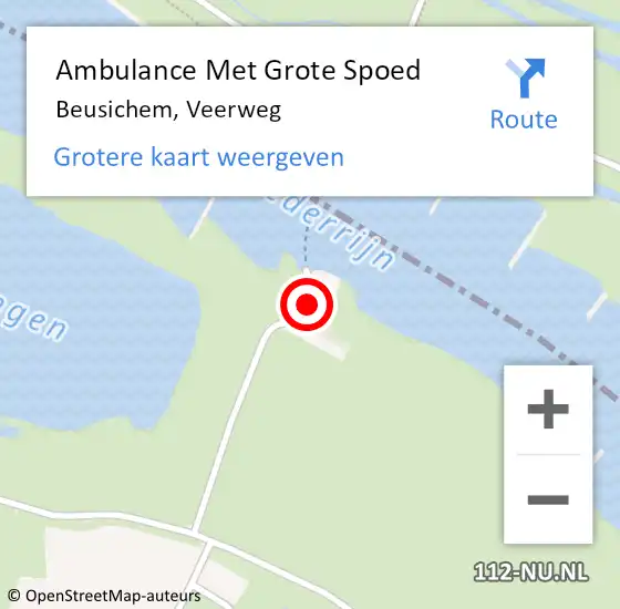 Locatie op kaart van de 112 melding: Ambulance Met Grote Spoed Naar Beusichem, Veerweg op 27 mei 2022 19:35