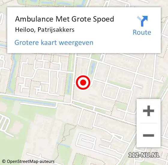 Locatie op kaart van de 112 melding: Ambulance Met Grote Spoed Naar Heiloo, Patrijsakkers op 27 mei 2022 19:39