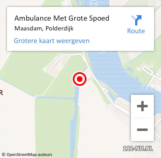 Locatie op kaart van de 112 melding: Ambulance Met Grote Spoed Naar Maasdam, Polderdijk op 27 mei 2022 21:02