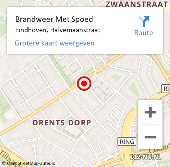 Locatie op kaart van de 112 melding: Brandweer Met Spoed Naar Eindhoven, Halvemaanstraat op 27 mei 2022 21:04