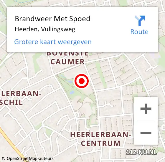 Locatie op kaart van de 112 melding: Brandweer Met Spoed Naar Heerlen, Vullingsweg op 27 mei 2022 21:19