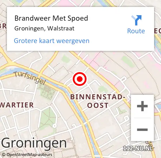 Locatie op kaart van de 112 melding: Brandweer Met Spoed Naar Groningen, Walstraat op 27 mei 2022 21:41