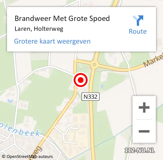 Locatie op kaart van de 112 melding: Brandweer Met Grote Spoed Naar Laren, Holterweg op 27 mei 2022 21:51