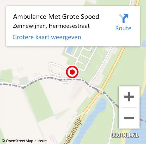 Locatie op kaart van de 112 melding: Ambulance Met Grote Spoed Naar Zennewijnen, Hermoesestraat op 27 mei 2022 22:15