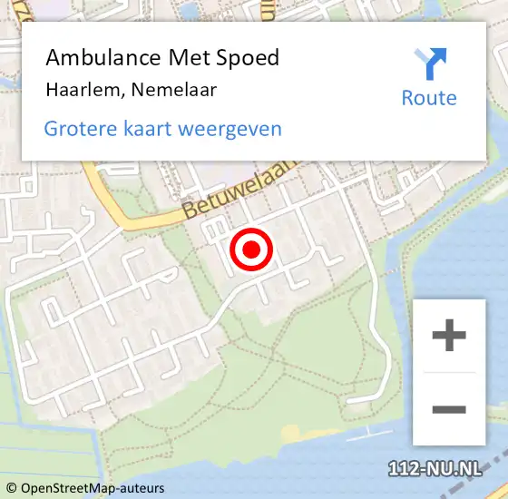 Locatie op kaart van de 112 melding: Ambulance Met Spoed Naar Haarlem, Nemelaar op 28 mei 2022 02:27