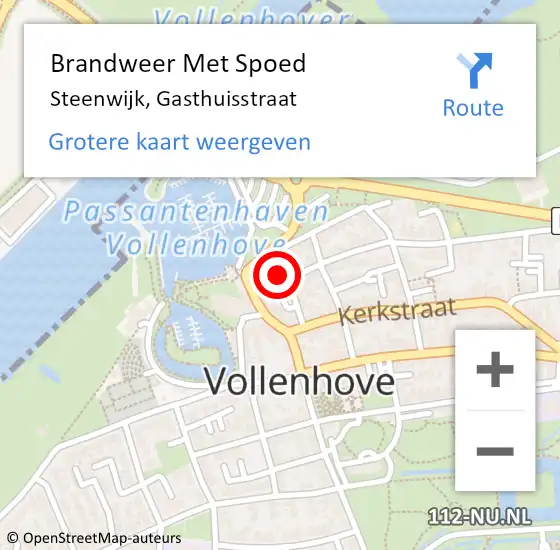 Locatie op kaart van de 112 melding: Brandweer Met Spoed Naar Steenwijk, Gasthuisstraat op 28 mei 2022 09:34