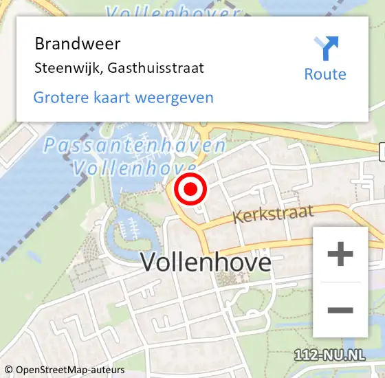 Locatie op kaart van de 112 melding: Brandweer Steenwijk, Gasthuisstraat op 28 mei 2022 09:39