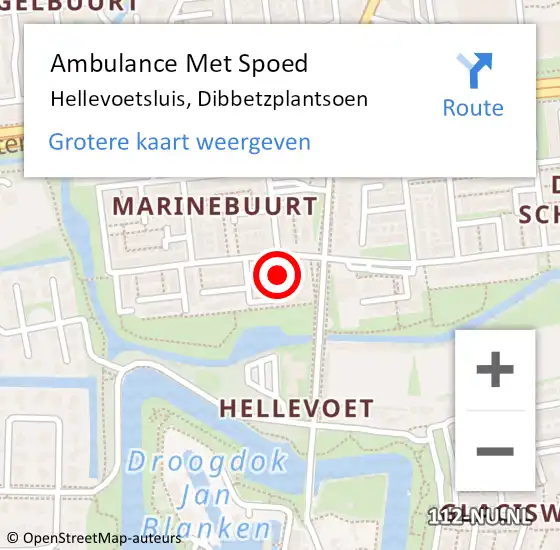 Locatie op kaart van de 112 melding: Ambulance Met Spoed Naar Hellevoetsluis, Dibbetzplantsoen op 28 mei 2022 10:34