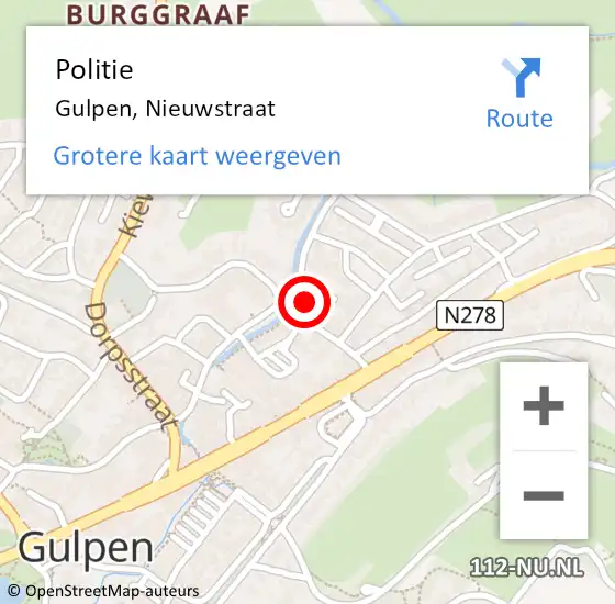 Locatie op kaart van de 112 melding: Politie Gulpen, Nieuwstraat op 28 mei 2022 12:04