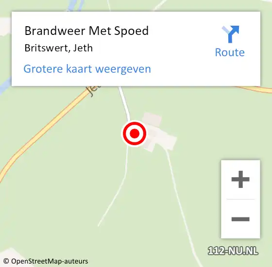 Locatie op kaart van de 112 melding: Brandweer Met Spoed Naar Britswert, Jeth op 28 mei 2022 13:10