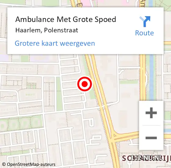 Locatie op kaart van de 112 melding: Ambulance Met Grote Spoed Naar Haarlem, Polenstraat op 28 mei 2022 13:30