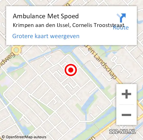 Locatie op kaart van de 112 melding: Ambulance Met Spoed Naar Krimpen aan den IJssel, Cornelis Trooststraat op 28 mei 2022 14:08