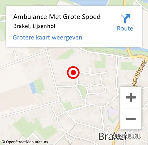 Locatie op kaart van de 112 melding: Ambulance Met Grote Spoed Naar Brakel, Lijsenhof op 28 mei 2022 16:31